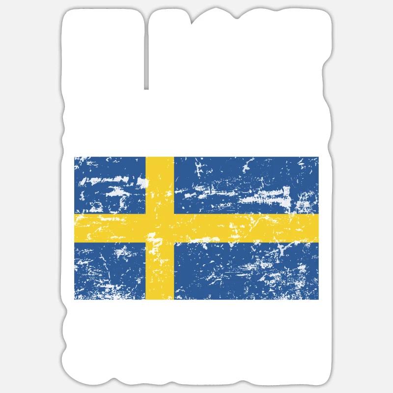 Drapeau de la Suède - Sticker taille S (10 x 10 cm) - blanc mat