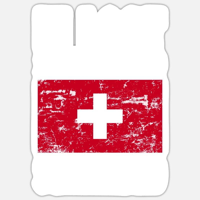 Slogan du drapeau suisse - Sticker taille S (10 x 10 cm) - blanc mat