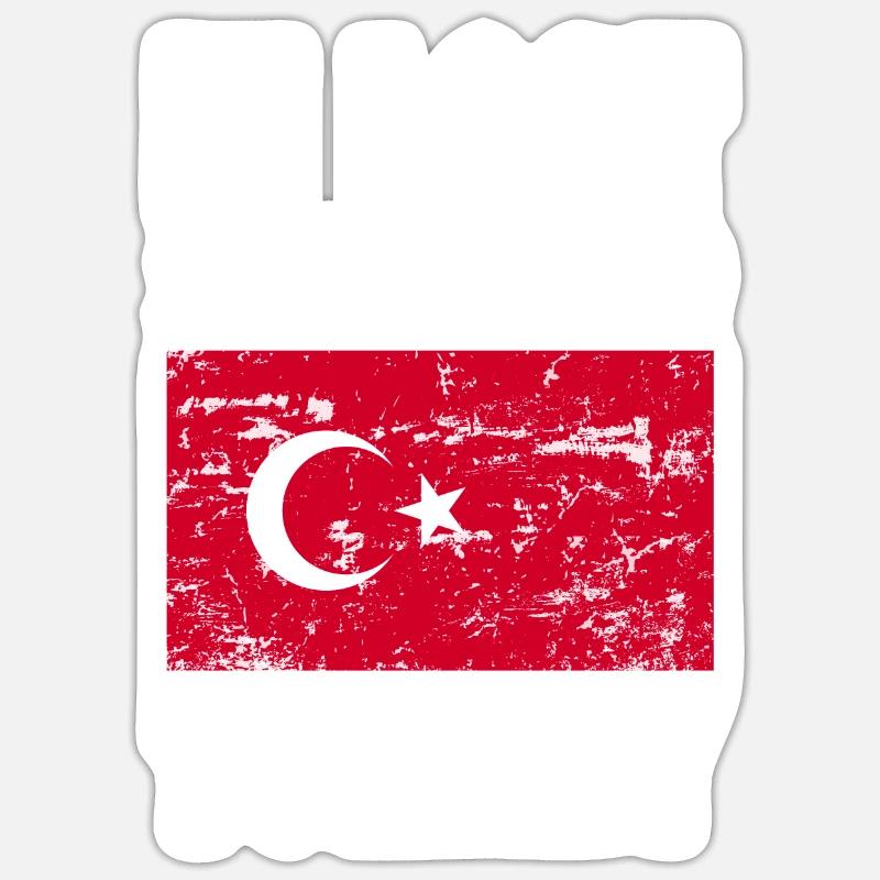 Drapeau de la Turquie - Sticker taille S (10 x 10 cm) - blanc mat