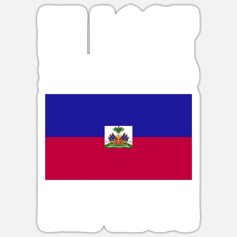 Slogan du drapeau d’Haïti - Sticker taille S (10 x 10 cm) - blanc mat