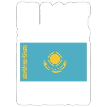 Drapeau du Kazakhstan - Sticker taille S (10 x 10 cm) - blanc mat - Devant