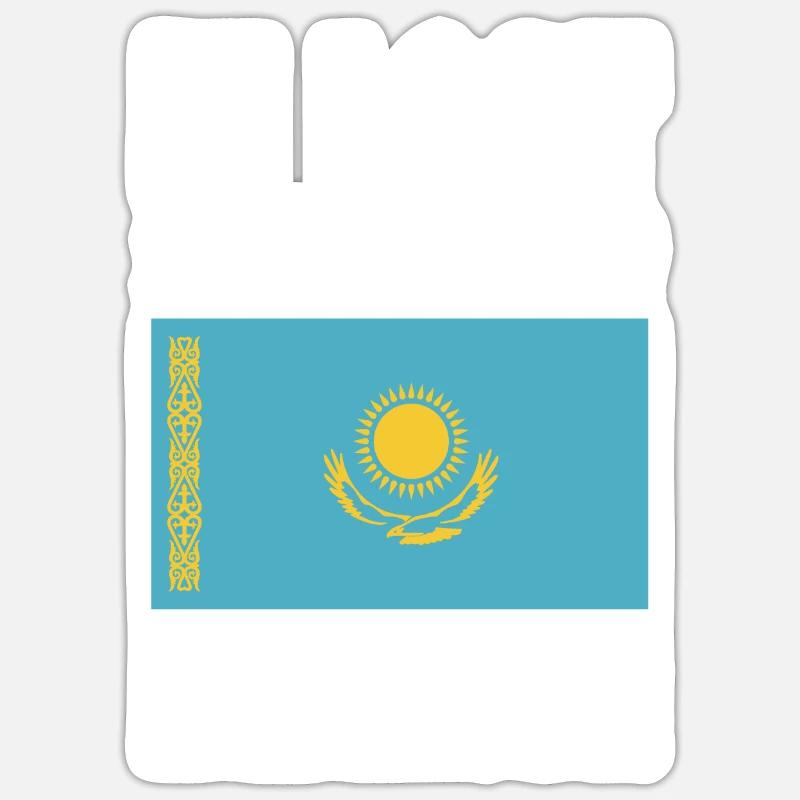 Drapeau du Kazakhstan - Sticker taille S (10 x 10 cm) - blanc mat
