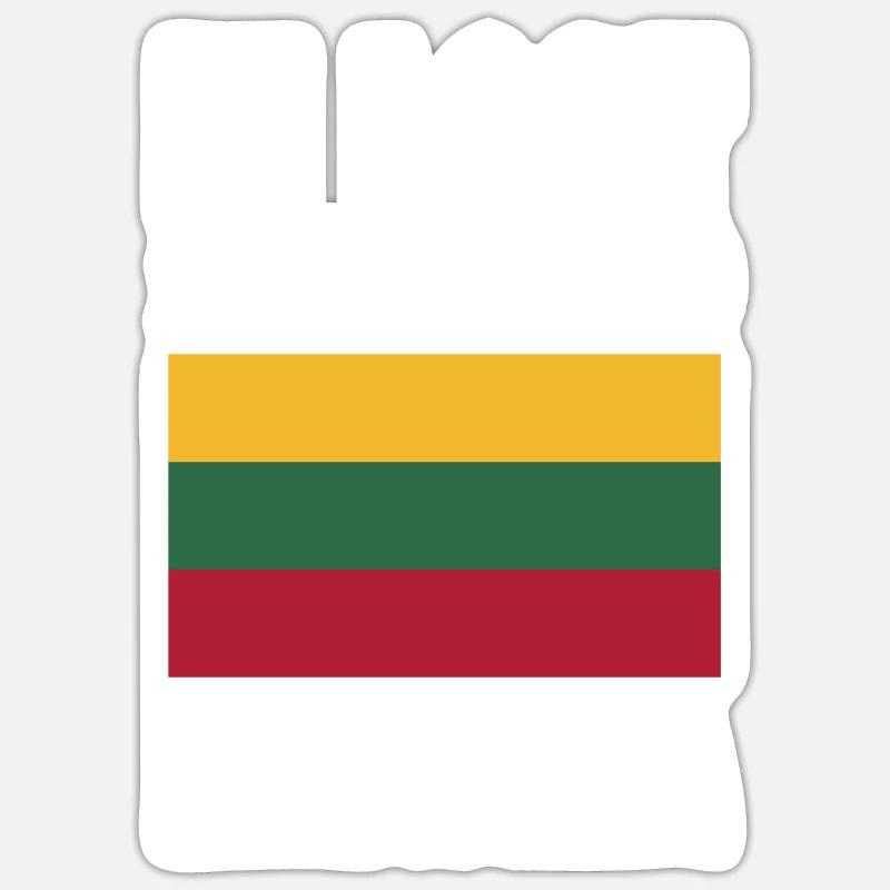 Drapeau de la Lituanie - Sticker taille S (10 x 10 cm) - blanc mat