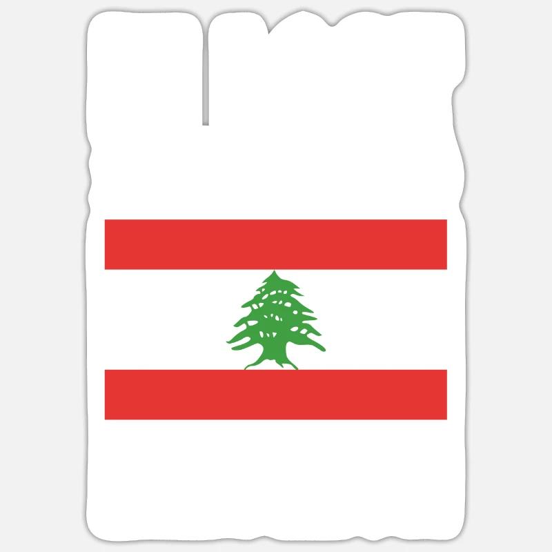 Drapeau du Liban - Sticker taille S (10 x 10 cm) - blanc mat