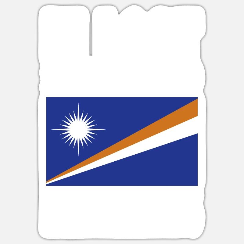 Drapeau des Îles Marshall - Sticker taille S (10 x 10 cm) - blanc mat