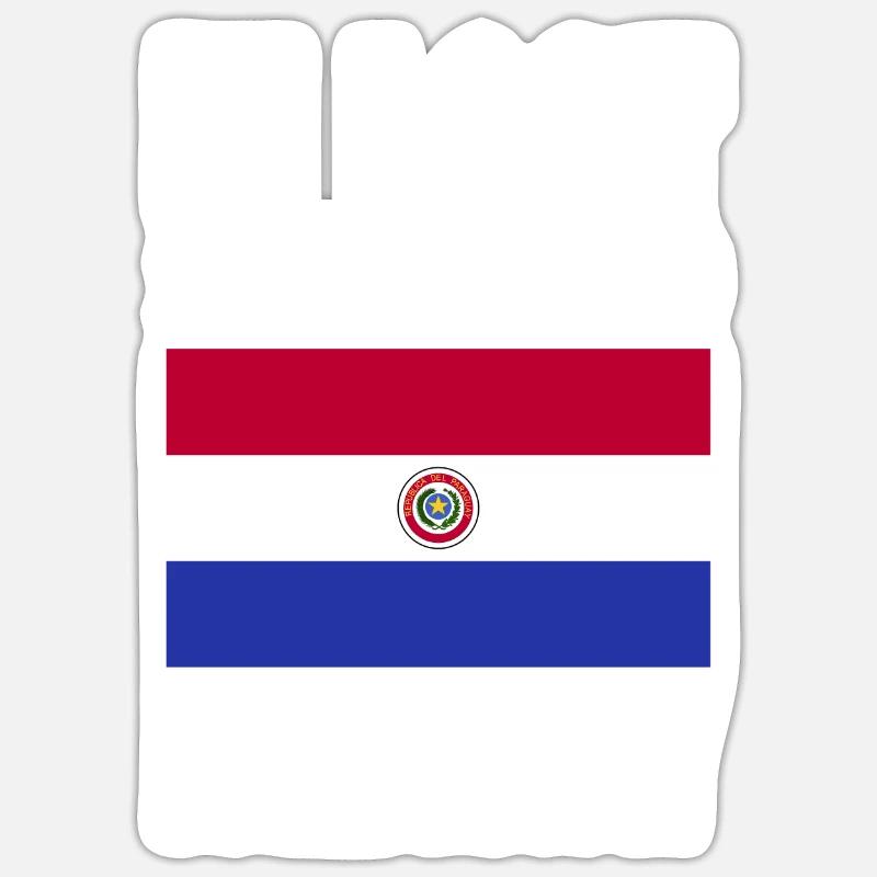Drapeau du Paraguay - Sticker taille S (10 x 10 cm) - blanc mat