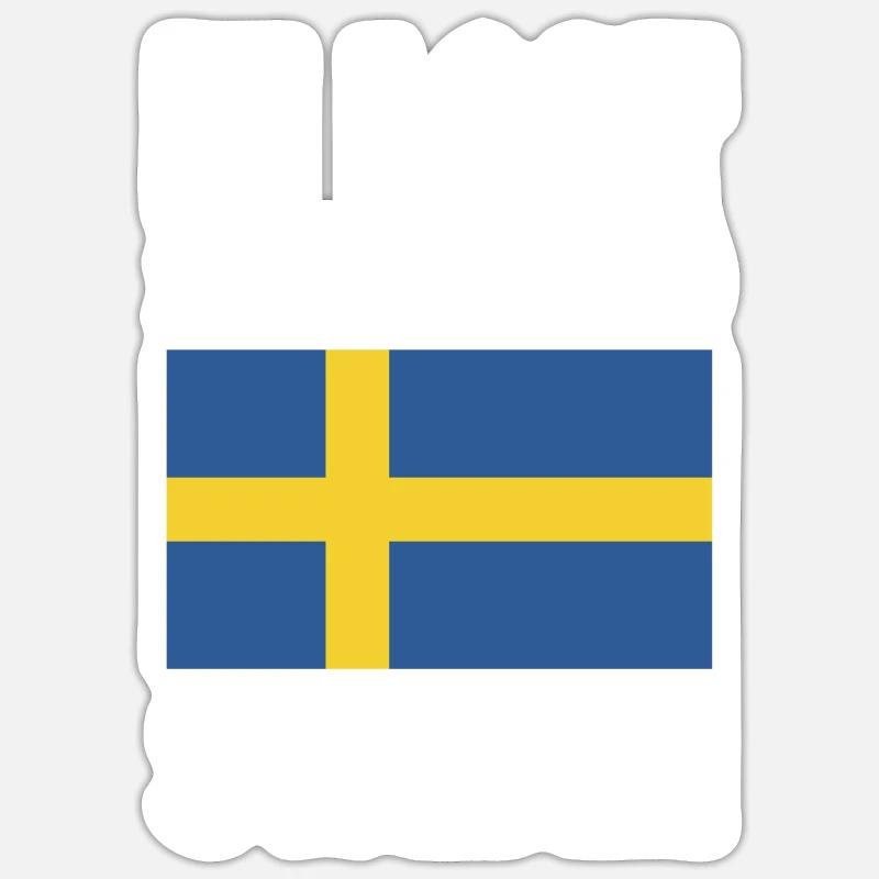 Drapeau de la Suède - Sticker taille S (10 x 10 cm) - blanc mat