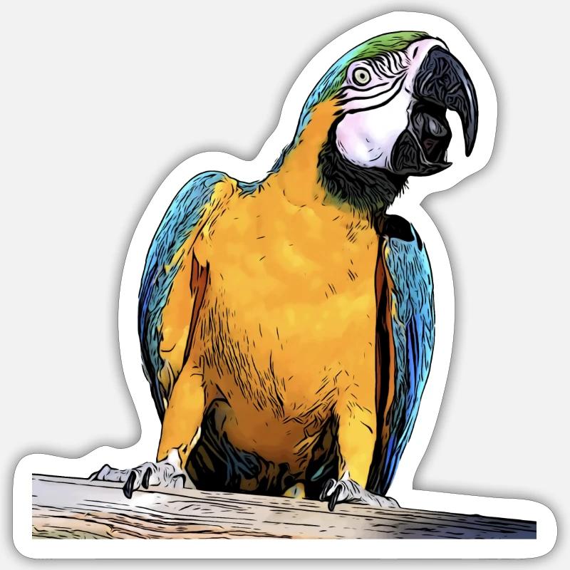 Blue macaw - Sticker size S (10 x 10 cm) - white matte