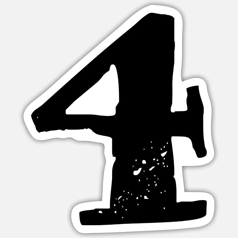 4 Number jersey - Sticker size S (10 x 10 cm) - white matte