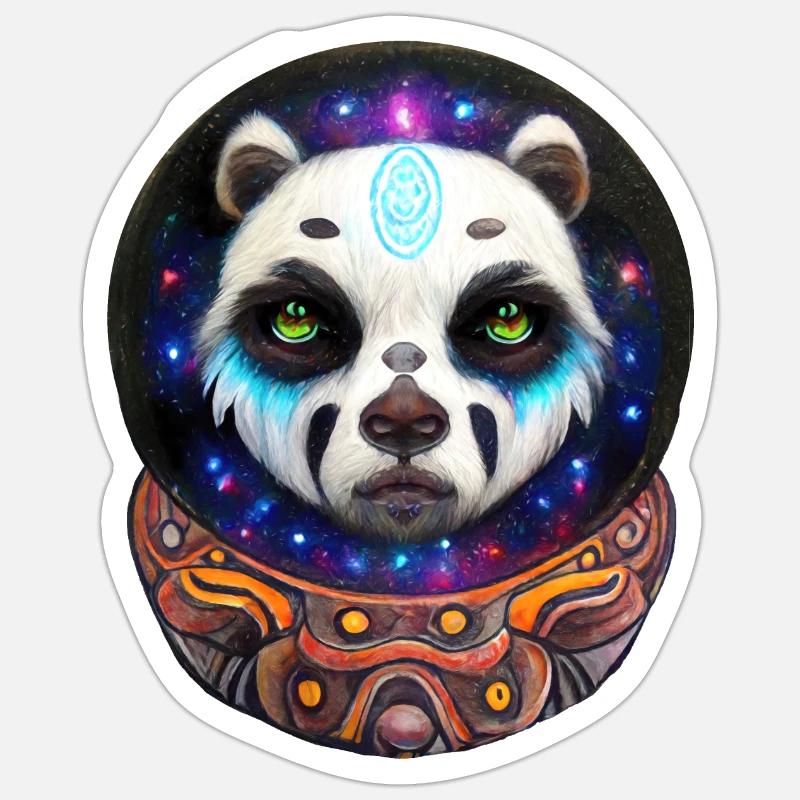 Panda de l’espace - Sticker taille S (10 x 10 cm) - blanc mat