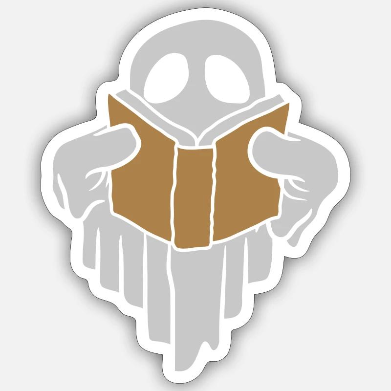 Lesender Geist Buch Comic - Sticker Größe S (10 x 10 cm) - Mattweiß