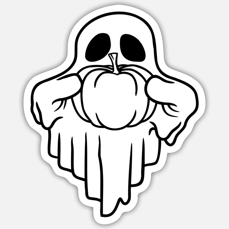 Halloween Pumpkin Ghost Comic - Sticker size S (10 x 10 cm) - white matte