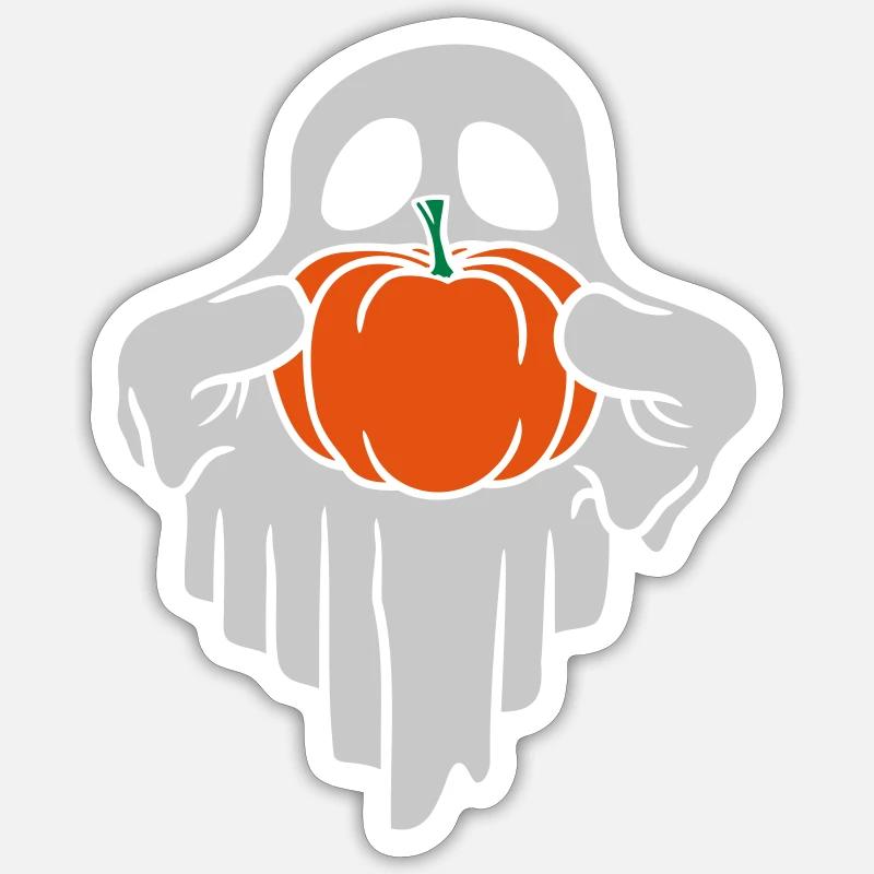 Comic Halloween Pumpkin Ghost - Sticker size S (10 x 10 cm) - white matte