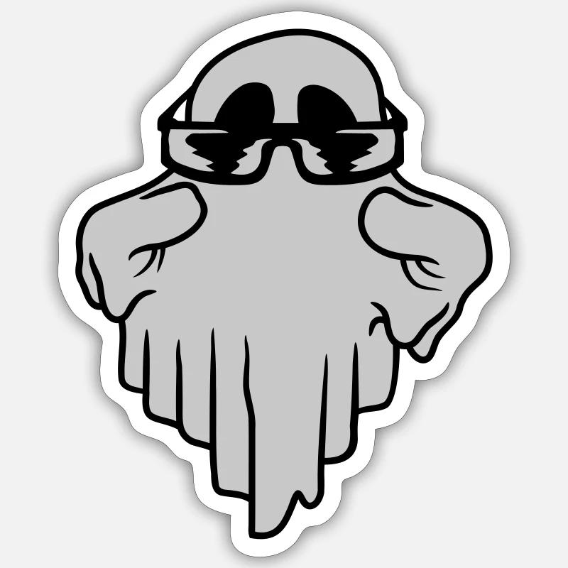 Sonnenbrille Geist Comic Halloween - Sticker Größe S (10 x 10 cm) - Mattweiß