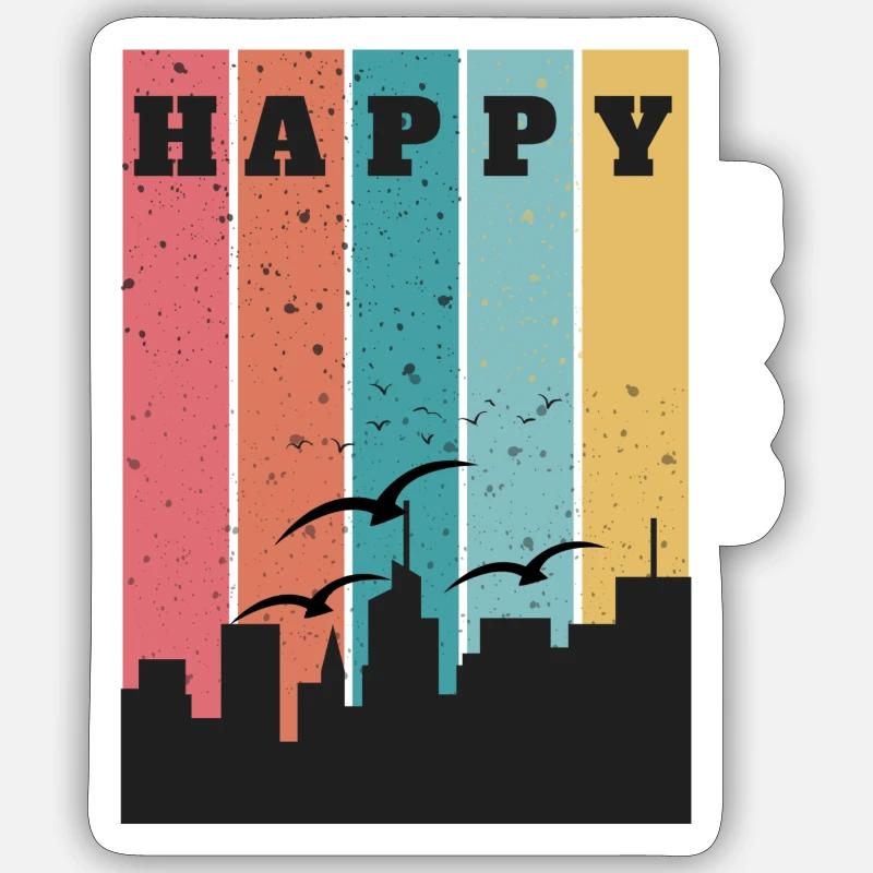 Happy Mood Drucke - Sticker Größe S (10 x 10 cm) - Mattweiß