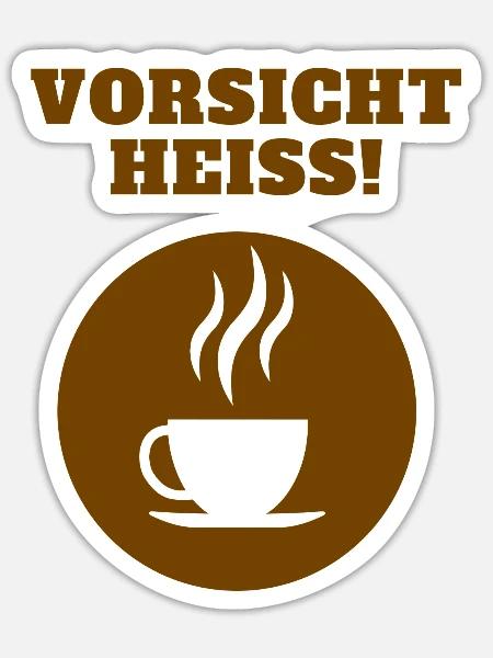 Vorsicht Heiss - Sticker Größe S (10 x 10 cm) - Mattweiß