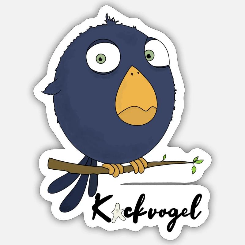 Oiseau caca - Sticker taille S (10 x 10 cm) - blanc mat