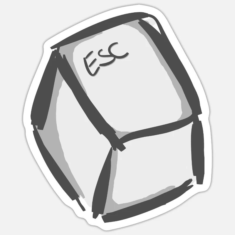 ESC Button - Sticker size S (10 x 10 cm) - white matte