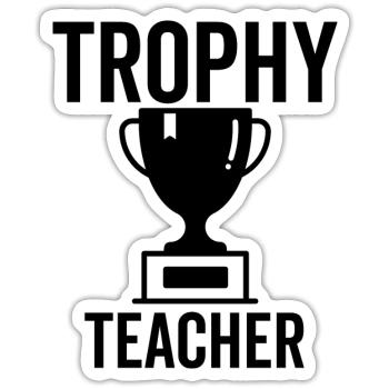 Trophée Professeur - Sticker taille S (10 x 10 cm) - blanc mat - Devant