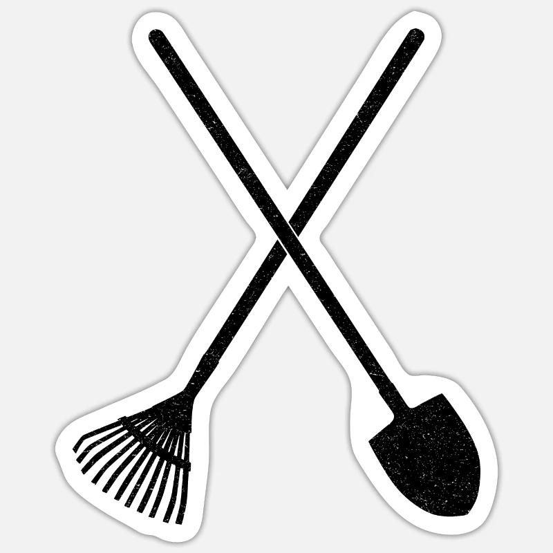 Shovel and rake - Sticker size S (10 x 10 cm) - white matte
