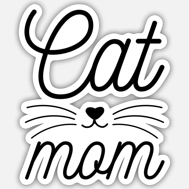 Cat mom - Sticker taille S (10 x 10 cm) - blanc mat