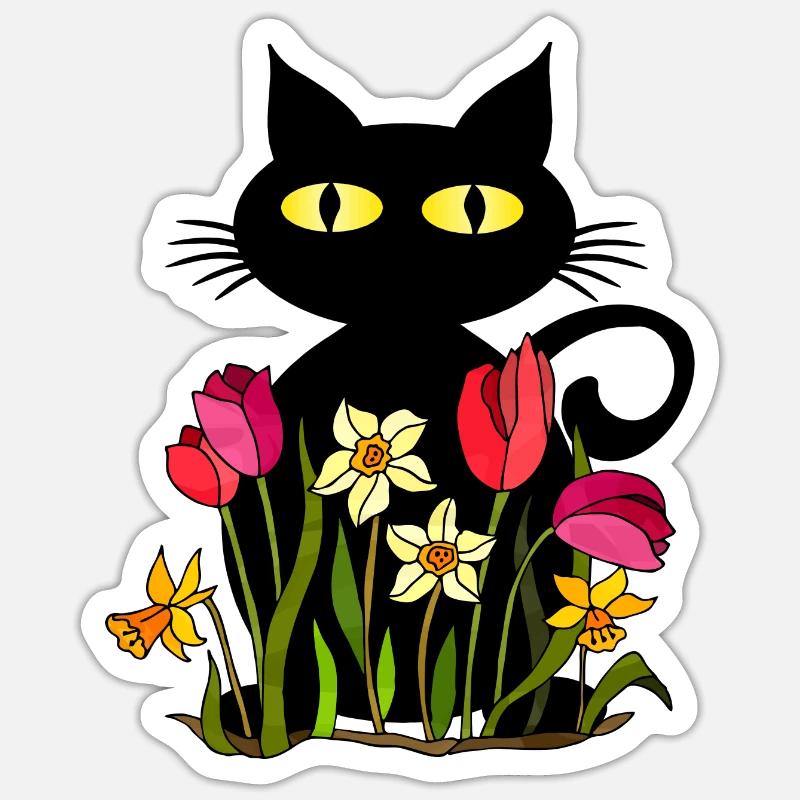Chat - Sticker taille S (10 x 10 cm) - blanc mat