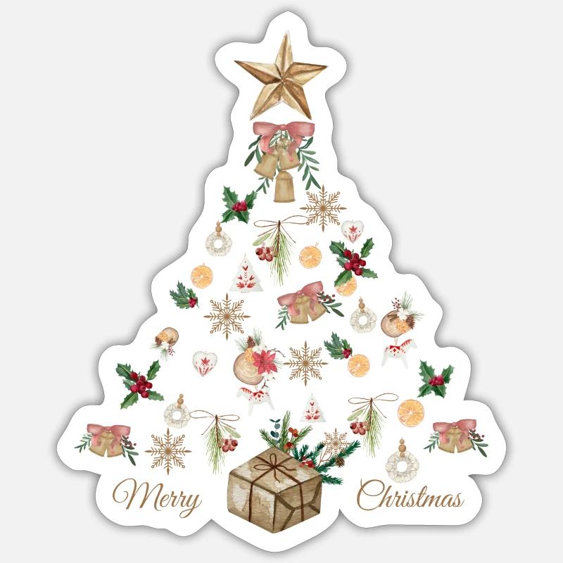 Noël Boho - Sticker taille S (10 x 10 cm) - blanc mat