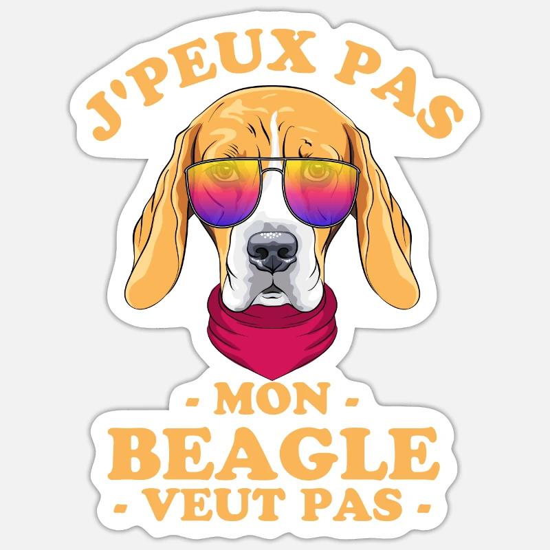 Mon beagle veut pas - Sticker taille S (10 x 10 cm) - blanc mat