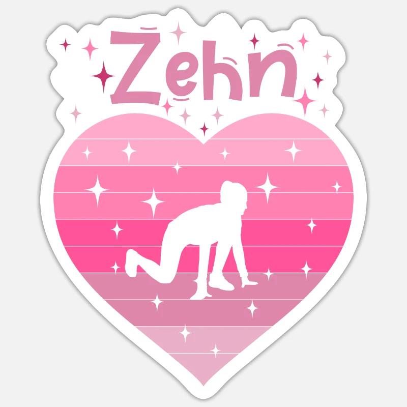 10. Geburtstag Tochter Mädchen Leichtathletik - Sticker Größe S (10 x 10 cm) - Mattweiß
