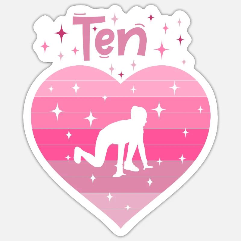 10. Geburtstag Tochter Mädchen Leichtathletik - Sticker Größe S (10 x 10 cm) - Mattweiß