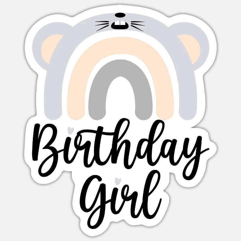 Arche d’ours arc-en-ciel pastel - Sticker taille S (10 x 10 cm) - blanc mat