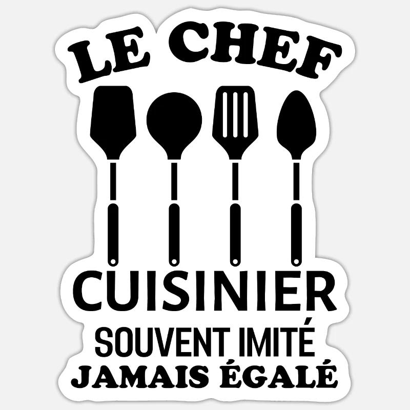 Chef cuisinier 2 - Sticker taille S (10 x 10 cm) - blanc mat