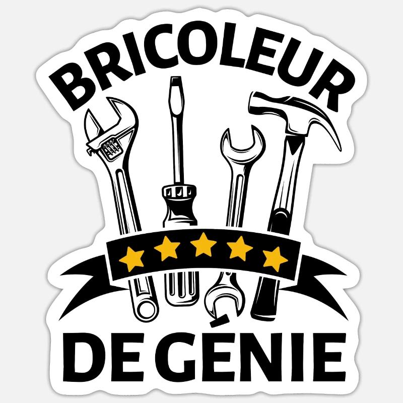 Bricoleur bricolage bricoler 3 - Sticker taille S (10 x 10 cm) - blanc mat
