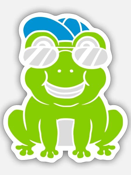 Sonnenbrille Cap Frosch Junge - Sticker Größe S (10 x 10 cm) - Mattweiß