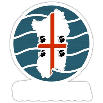Drapeau de la Sardaigne - Sticker taille S (10 x 10 cm) - blanc mat - Devant