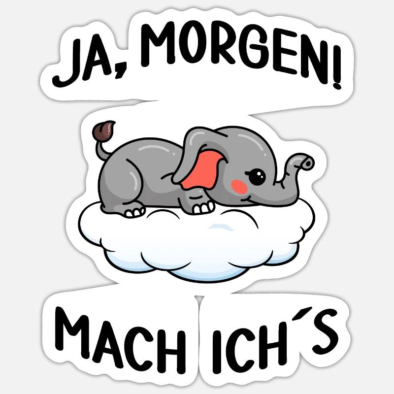 Elefant chillt Mittagsschlaf Pausemodus Feierabend Sticker Größe S (10 x 10 cm)