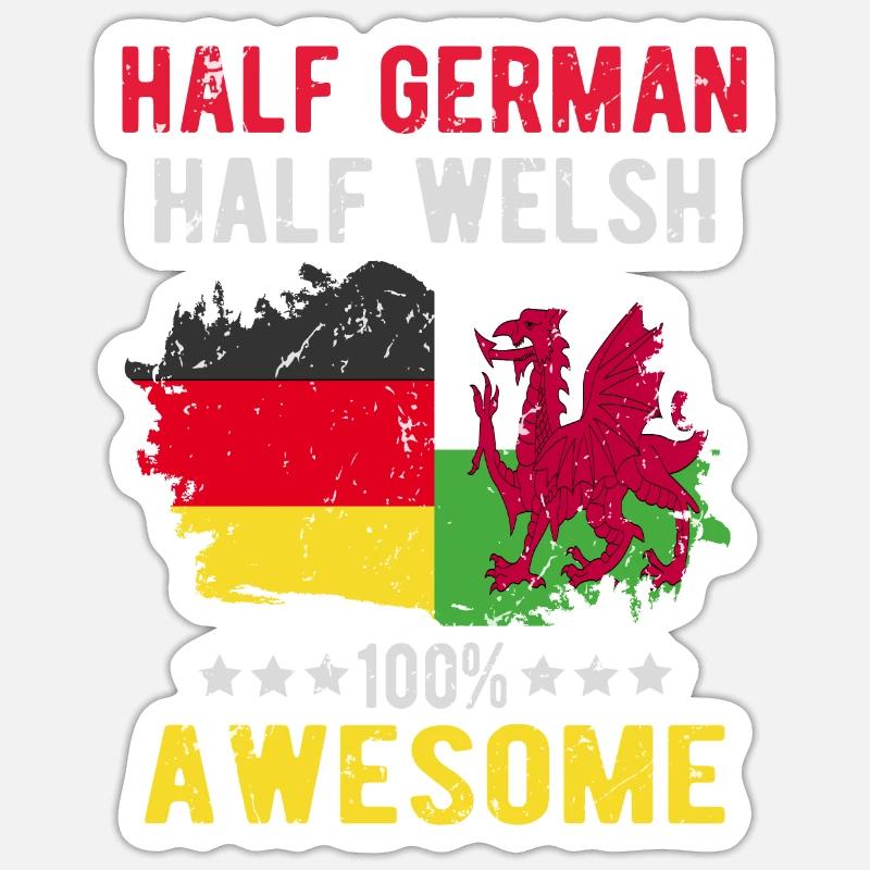 Halb Deutsch Halb Waliser Sticker Größe S (10 x 10 cm)