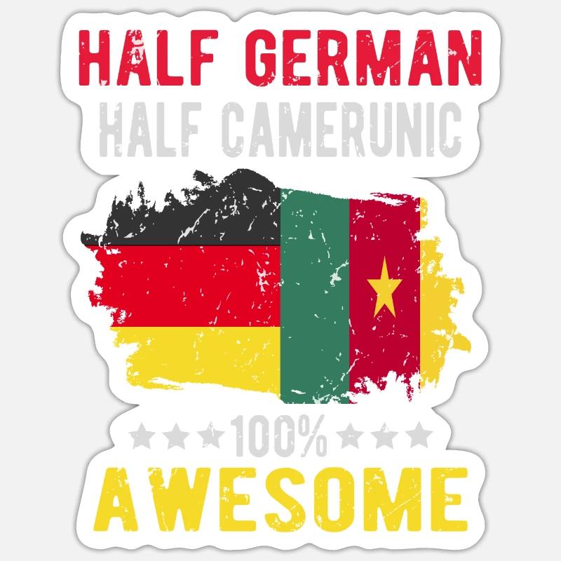 Halb Deutsch Halb Kameruner - Sticker Größe S (10 x 10 cm) - Mattweiß