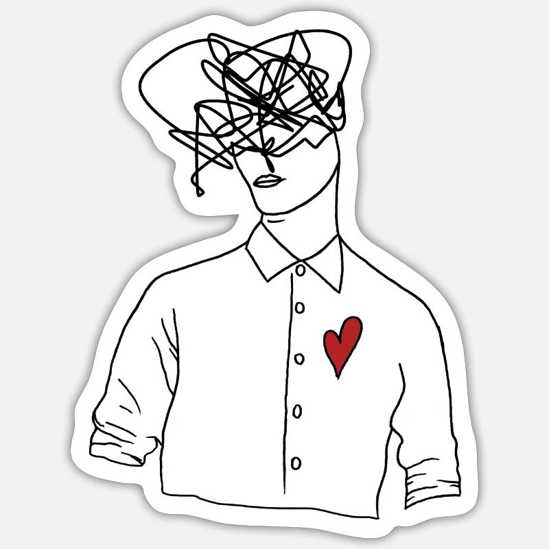LineArt Hommes VIII - Sticker taille S (10 x 10 cm) - blanc mat