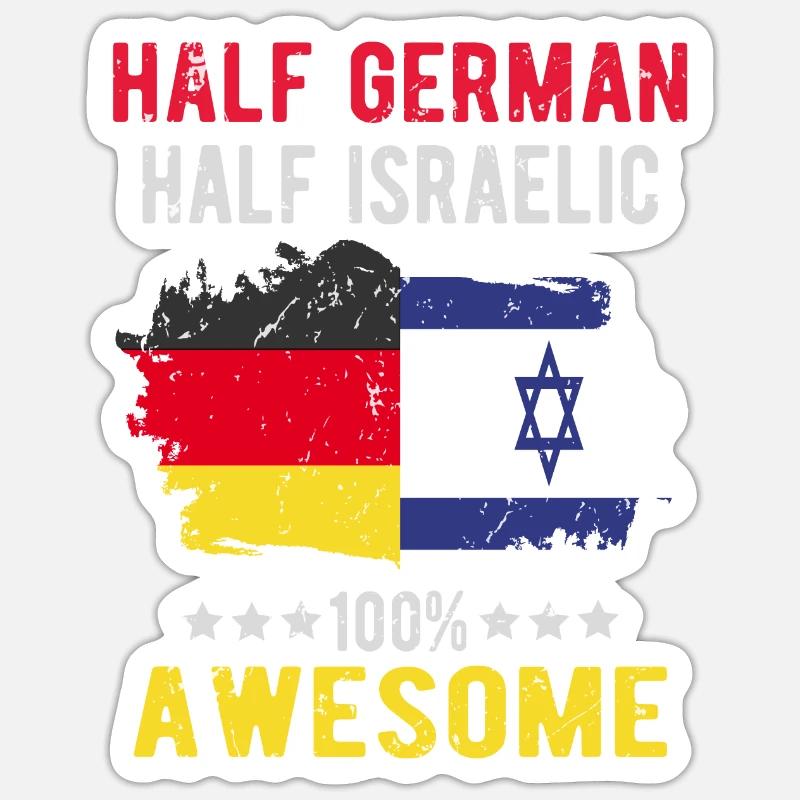 Halb Deutsch Halb Isreali - Sticker Größe S (10 x 10 cm) - Mattweiß