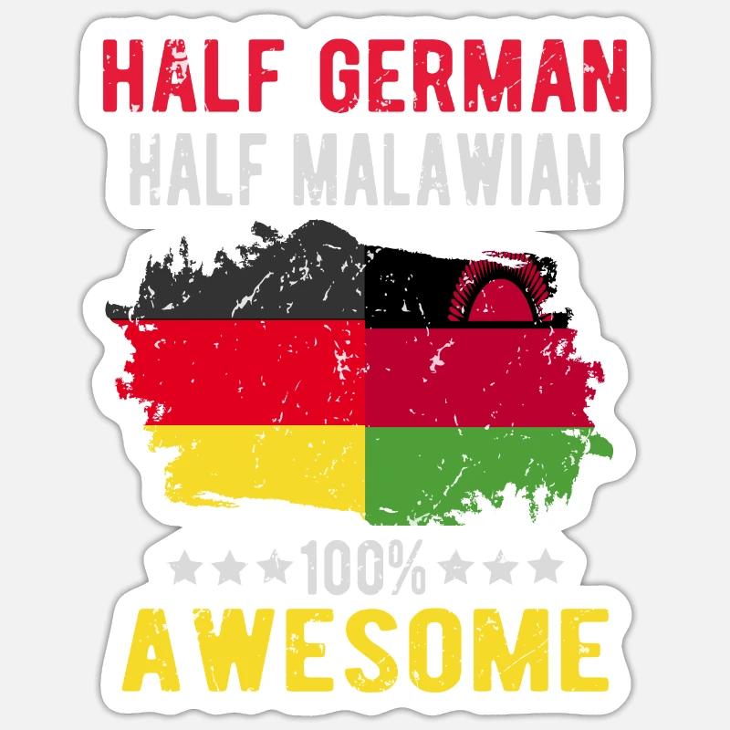 Halb Deutsch Halb Malawi - Sticker Größe S (10 x 10 cm) - Mattweiß
