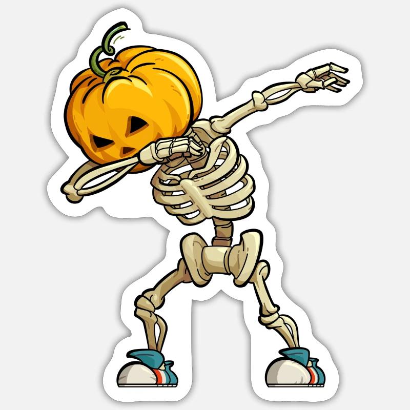 Pumpkin Skeleton Dancer - Sticker size S (10 x 10 cm) - white matte