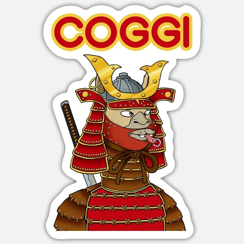 COGGI SAMOURAI - Sticker size S (10 x 10 cm) - white matte