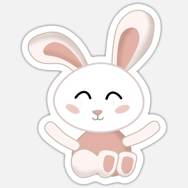 Rabbit White cute pink - Sticker size S (10 x 10 cm) - white matte