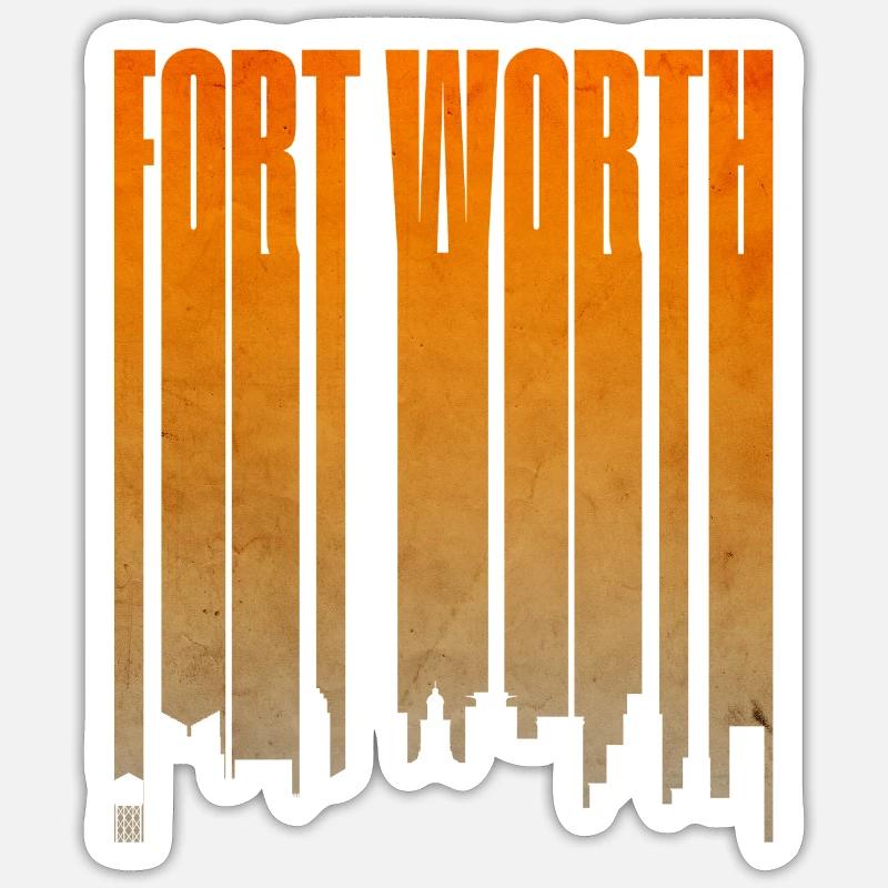 Fort Worth Skyline Gradient - Sticker size S (10 x 10 cm) - white matte