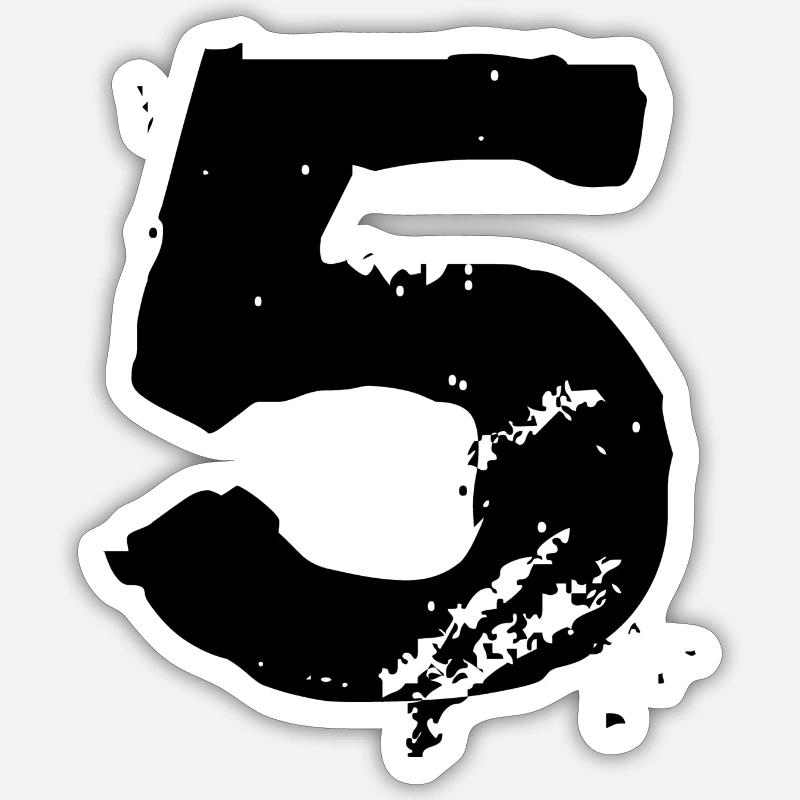 Maillot 5 numéros - Sticker taille S (10 x 10 cm) - blanc mat