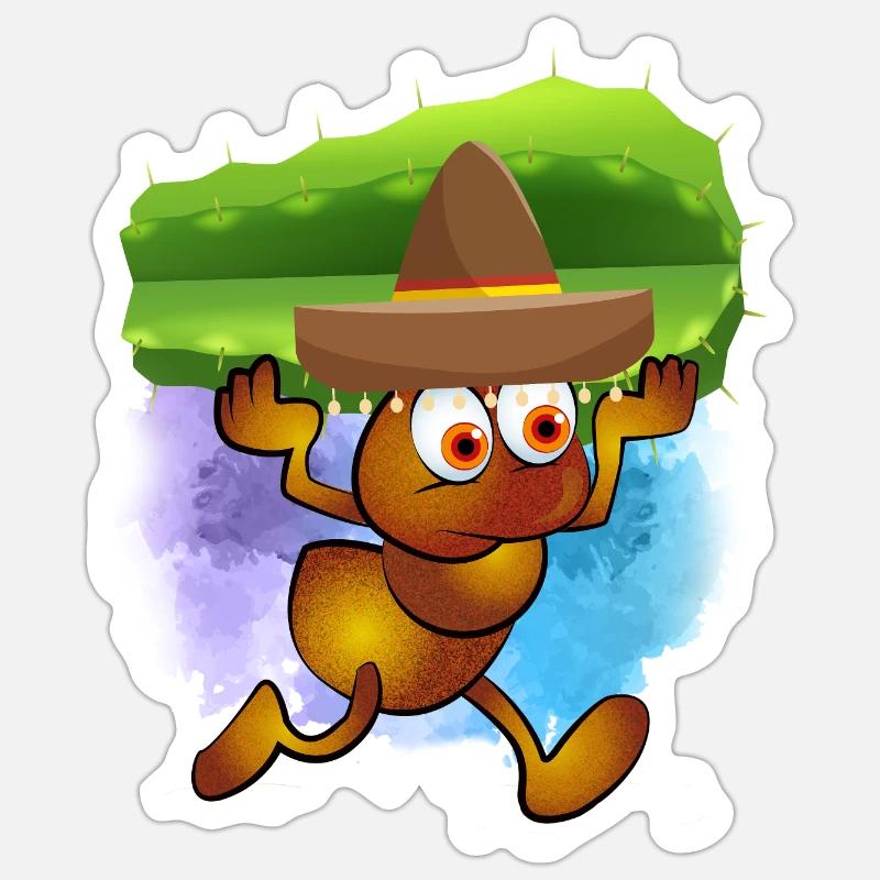 Fourmi brune avec charro et captus Sticker taille S (10 x 10 cm)