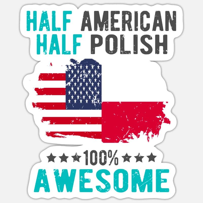 Halb Amerikaner Halb Singapurer - Sticker Größe S (10 x 10 cm) - Mattweiß