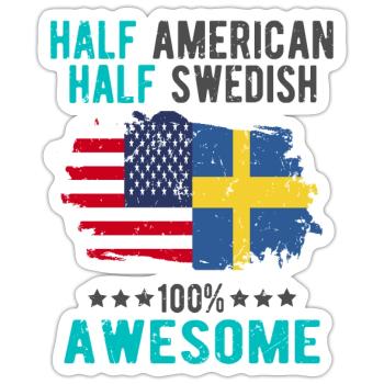 Halb Amerikaner Halb Schwede - Sticker Größe S (10 x 10 cm) - Mattweiß - Vorne