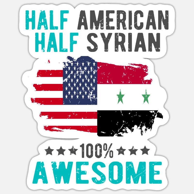 Moitié américain moitié syrien - Sticker taille S (10 x 10 cm) - blanc mat